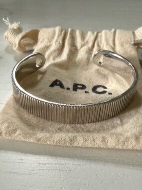 NWOT A.P.C. Silver Ribbed Cuff Bracelet Unisex